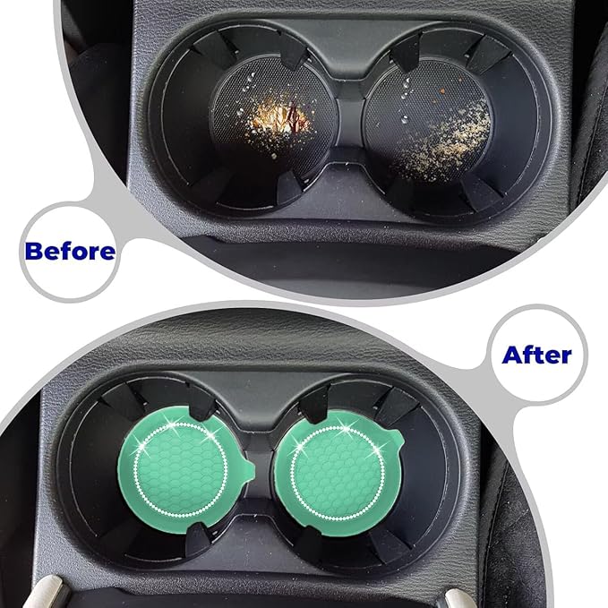 2 PCS Car Cup Coasters, Universal Cup Holder Coaster for Car Accessories, Bling CupHolders Insert for Women Non-Slip Silicone Car Cup Holder Coasters