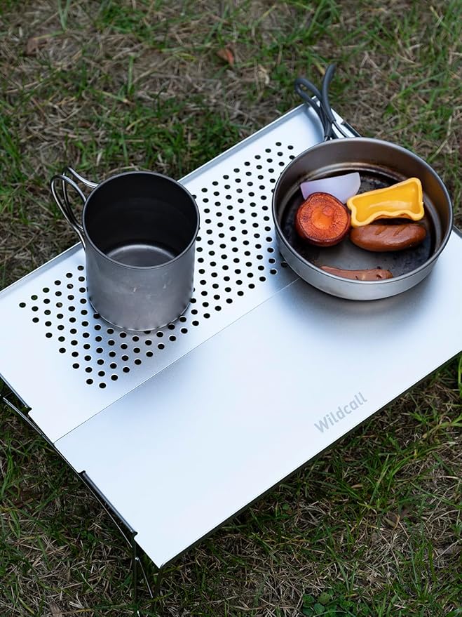 WildCall Mini Solo Folding Table Ultralight Compact with Carry Bag for Backpacking Camping Hiking Beach (Silver)