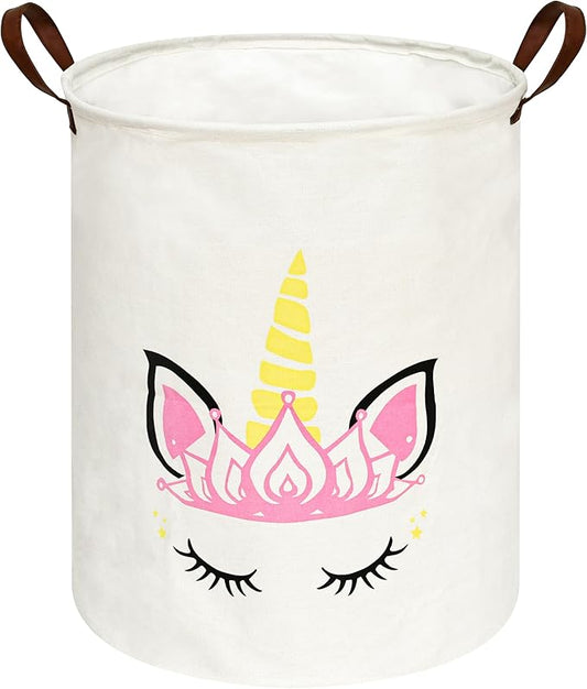 Baby Waterproof Storage Basket Kids Hamper Nursery Bins Organizer Gift Toy Box Laundry Basket for Women Large Canvas Collapsible Chest for Home/Dorm/Office/Room Decor