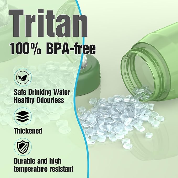 Water Bottle 32oz, clear water bottle with Spout Lid and Carry Handle, Reusable, Tritan, BPA Free, Hiking Water Bottle Suitable for Travel, Outdoors, Gym, Travel, Home, School (Army Green)