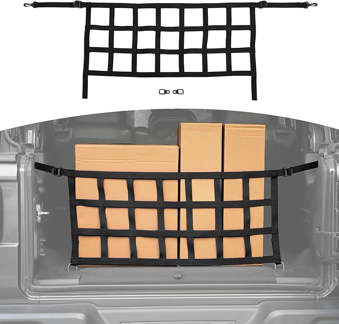 RT-TCZ for Jeep JL Rear Trunk Mesh Cargo Net for Jeep Wrangler JL JLU 2018 up Trunk Organizer Storage Accessories Black