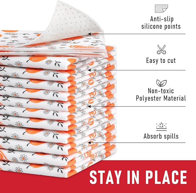 Cooyes Shelf Liners, 2-in-1 Non-Slip Fridge Mats, Absorb Excess Moisture, No-BPA Multiple Sizes for Glass Shelves, Kitchen Cabinets, Drawers (17.7 W x 36 L Inches, Dasiy-6 Pack)