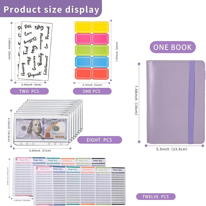 NICOOTHBudget Binder Cash Envelopes A6 Money Saving Binder with Zipper envelopes (A6purple)