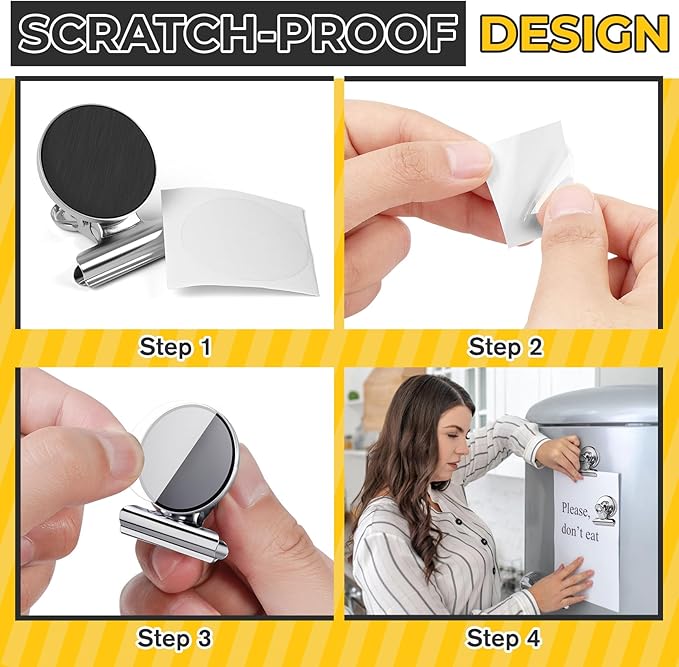 40 Pack Magnetic Clips Heavy Duty, Silver Magnet Clips for Fridge, Refrigerator Magnets, Strong Magnetic Clip, Scratch Free Magnets with Clip for Whiteboard, Refrigerator, Locker