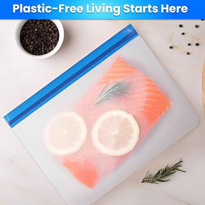 24-Pack Reusable Silicone Food Storage Bags – BPA-Free, Leakproof Ziplock Set | Includes 8 Small, 8 Medium & 8 Large | Freezer-Safe & Eco-Friendly for Kitchen, Meal Prep & Travel