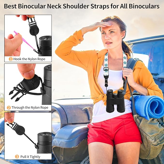Blue Floral Shoulder Strap, Adjustable Camera Strap with 2 Sets of Quick-Release Buckles, Comfortable Neck Strap for iPad, Tablet, Camera, Laptop, Binocular, Luggage Bag