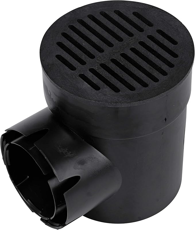 NDS 40, Grate Cover, Connects to Round 6 in. Speed-D Catch Basin 6 Inch Drain Pipes & Fittings, for Small Lawns, Landscaping, and Patios, Black Plastic