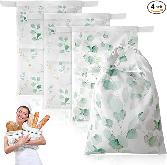 4 Pcs Reusable Beeswax Bread Bags for Homemade Bread 17" x 12" Sourdough Storage Bags with Food-Grade TPU Lining Food Wraps to Keep Fresh Loaf Freezer Baker Baking Supplies (Green)