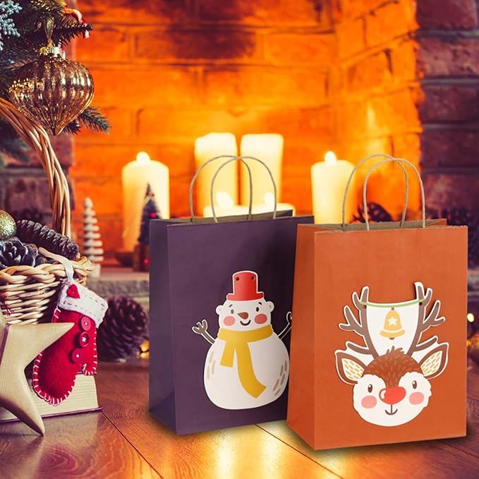 BagDream Gift Bags 8x4.25x10.5 Inches 25Pcs Orange Kraft Paper Bags with Handles, for Shopping, Retail, Merchandise, Business, Party Favor, Halloween Paper Gift Sacks