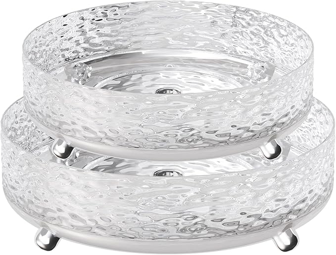 2 Pcs Lazy Susan Organizer, 9in &11in Elegant Lazy Susan Turntable Organizer, Modern Rotating Storage Organizer for Kitchen, Bathroom, Vanity, Countertop