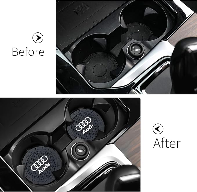 Car Cup Holder Coaster for Audi Recessed Silicone Cupholder Coaster Interior Accessories 2.75in 2Pack