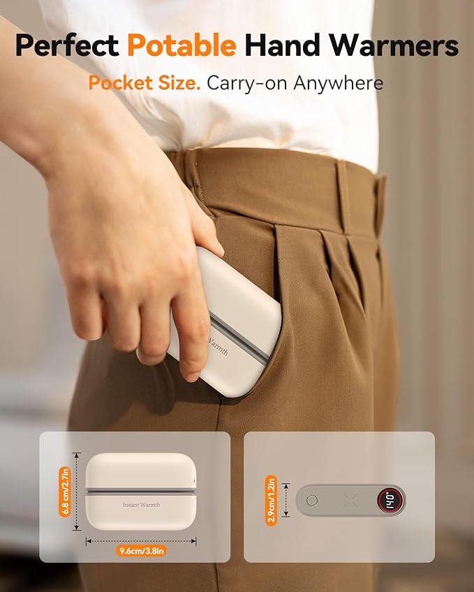 2 in 1 Hand Warmers Rechargeable, Magnetic Electric Hand Warmer 8000mAh USB-C, 3 Heat Levels up to 140°F, Quick Heating Portable Hand Warmers, Gifts