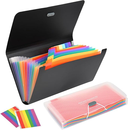 2 Pcs 13 Pockets Expanding File Folders,B6 Accordion Folders/Portable Receipt Organizer/for Receipts, Taxes, Monthly Bills, Cards, Checks, Coupons, Vouchers, Change