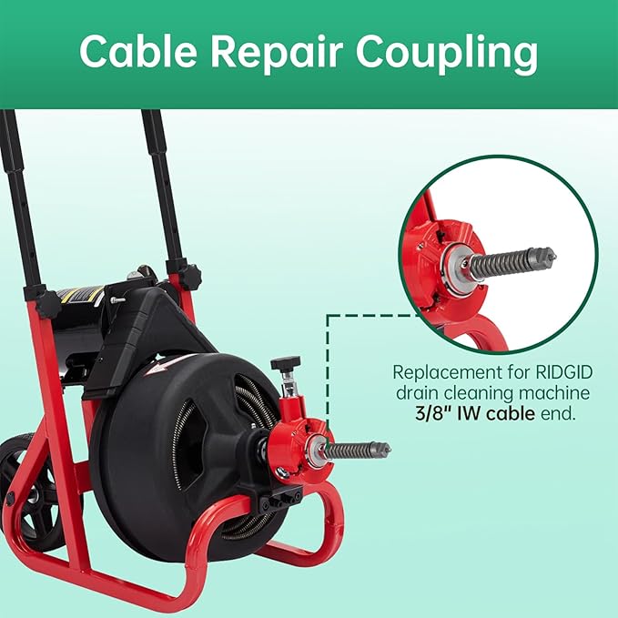 91037 IWCable Repair Coupling 3/8-Inch Replacement for RIDGID Drain Cleaning Cable End - 2 Pack