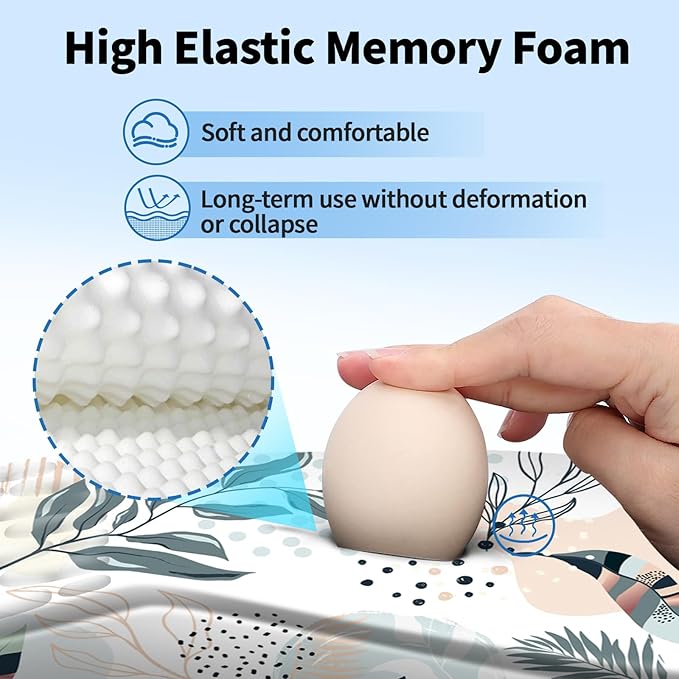 YIWEI Ergonomic Mouse Pad with Wrist Rest - Comfortable Office Mousepad with Memory Foam Wrist Support for Carpal Tunnel Relief, Mouse Pads with Non-Slip Base for Gaming and Home (Boho Leaves)