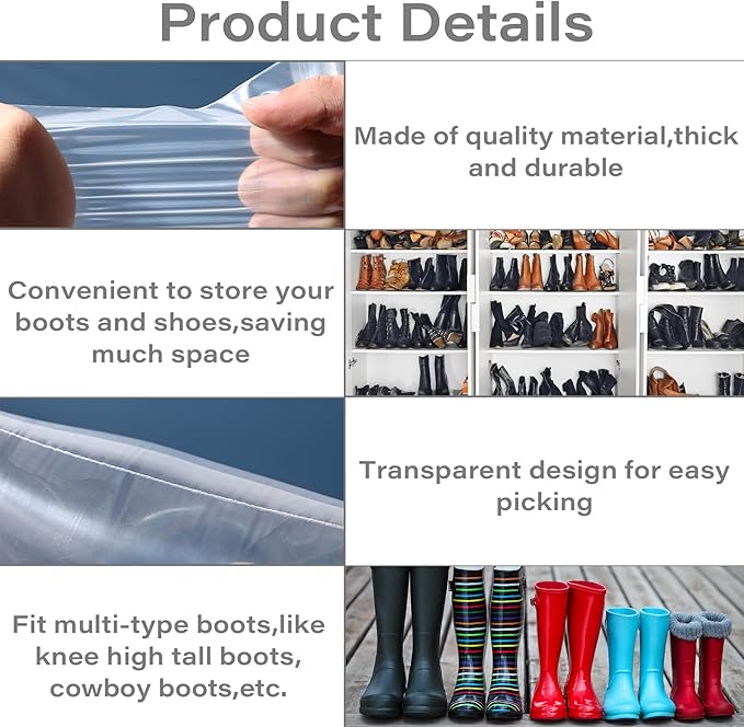 Portable Boot Storage Bags Dust Proof Shoe Bags for Storage Shoes, Boot, Clothing, Books, Toys and others, 8 Pcs 15.7"x27.5" Tall Boots Organizer Protector Bag for Home and Travel
