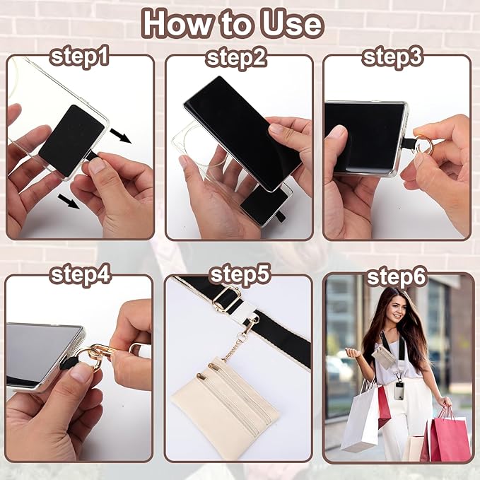 XANGNIER Clip and Go Strap for Phone with Wallet Crossbody, Phone Strap with Zippered Wallet, Adjustable Anti-Theft Cellphone Lanyard for Women, Cellphone Chain Accessories, Multicolor 11
