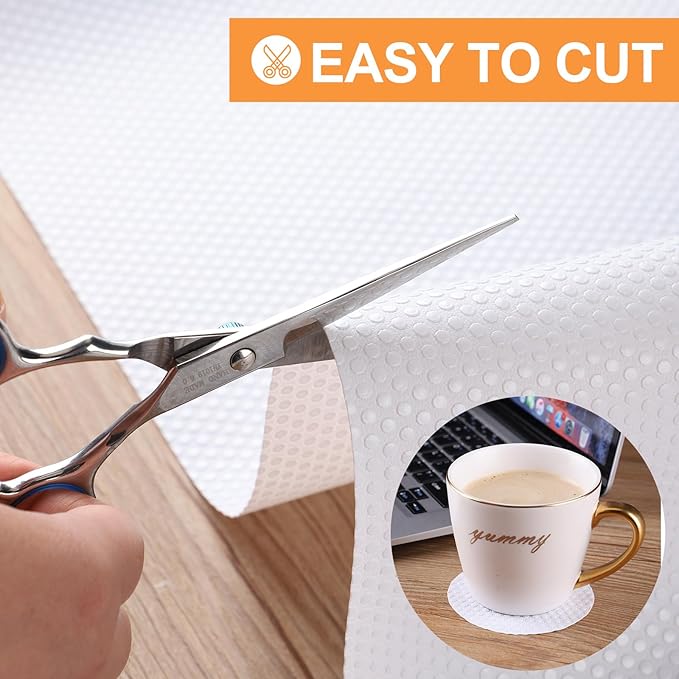 FLPMIX Shelf Liner for Kitchen Cabinets 11 inch Wide - Easy to Cut Drawer Mat, (11" x 240 Inch White), Waterproof Pantry Cabinet Liner