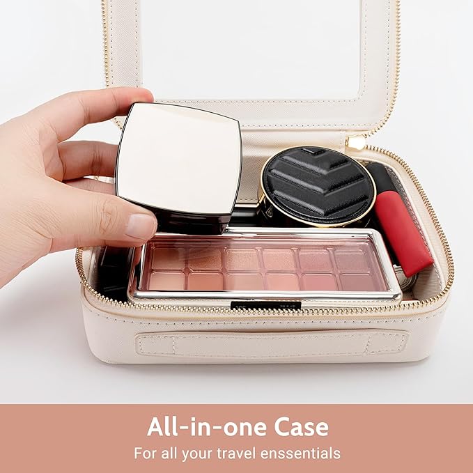 Aveniee Clear Makeup Bag Set (2-Piece Mini & Midi) - Travel Toiletry Organizer for Women, Waterproof Cosmetic Pouch & Car Accessory for Travel Size Toiletries, White