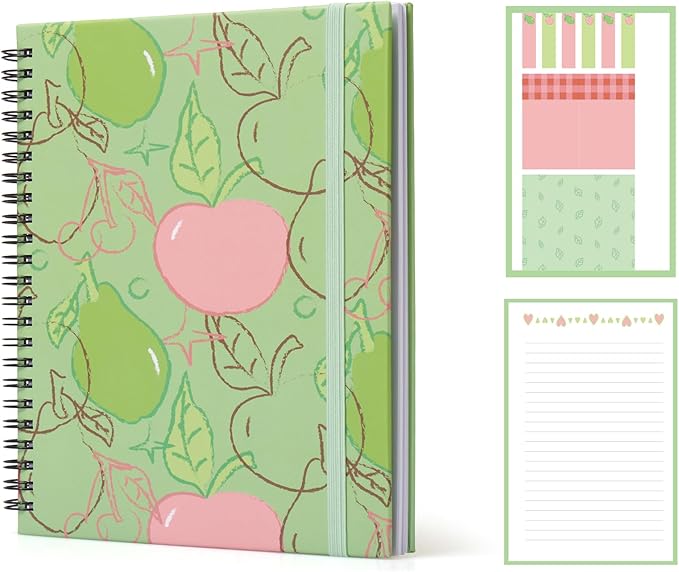A5 Spiral Sticky Notebook,with 9 pads of decorated sticky notes and a handy notebook,Note Pads Teacher Appreciation Gift Writing Memo Pads School Office Supplies and Daily Life Organization (Meadow)