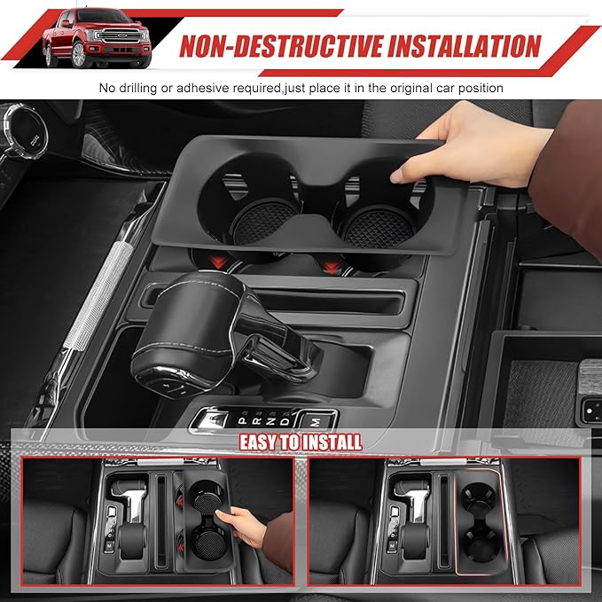 Cup Holder Coaster Insert Fit for 2021-2025 Ford F150 Center Console Cup Holder Inserts Cupholder Mat Pad Cupholder Liner for 2024 2025 Ford F150 Interior Accessories(for F150)