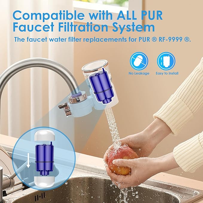BREAUILL Faucet Water Filter Replacement Fit for All PUR, for PUR Plus Faucet Filtration Systems, NSF Certified Water Filter Compatible with Pur RF-9999, 3 Pack