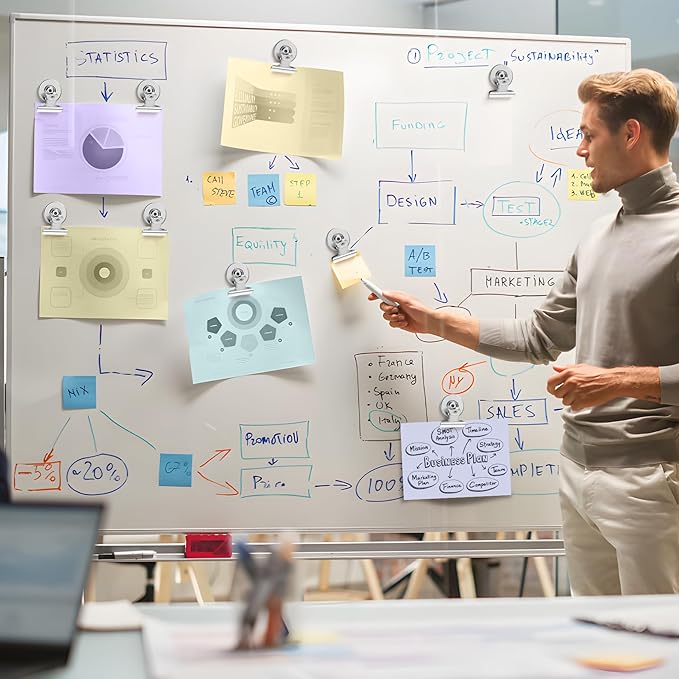 VNDUEEY 24 Pack Strong Magnetic Clips, Fridge Magnets Refrigerator Magnet, Whiteboard Magnets Heavy Duty Magnet Clips for Home, Office, Classroom, Locker, Cruise (Silver)