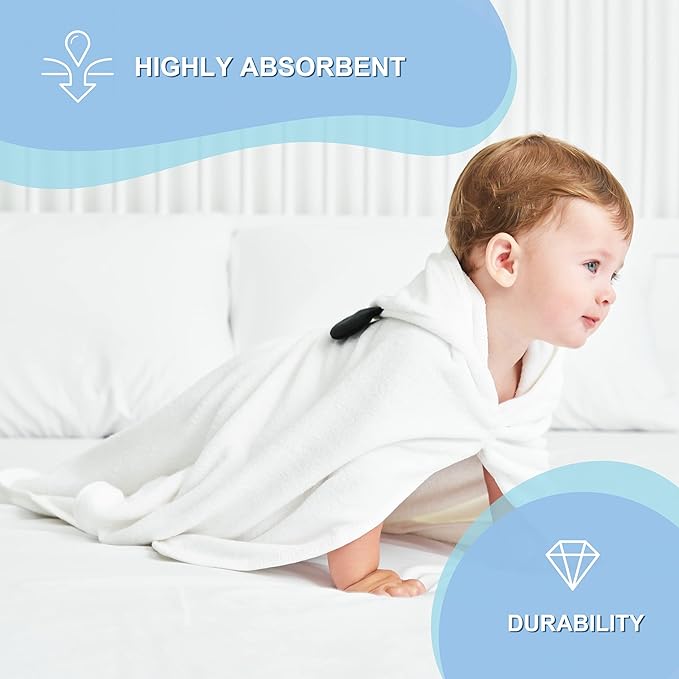 YOYOO Baby Bath Towel – Viscose Derived from Bamboo, Baby Hooded Towels - Newborn Essential Cute White Panda-Perfect Baby Registry Gifts for Boy Girl