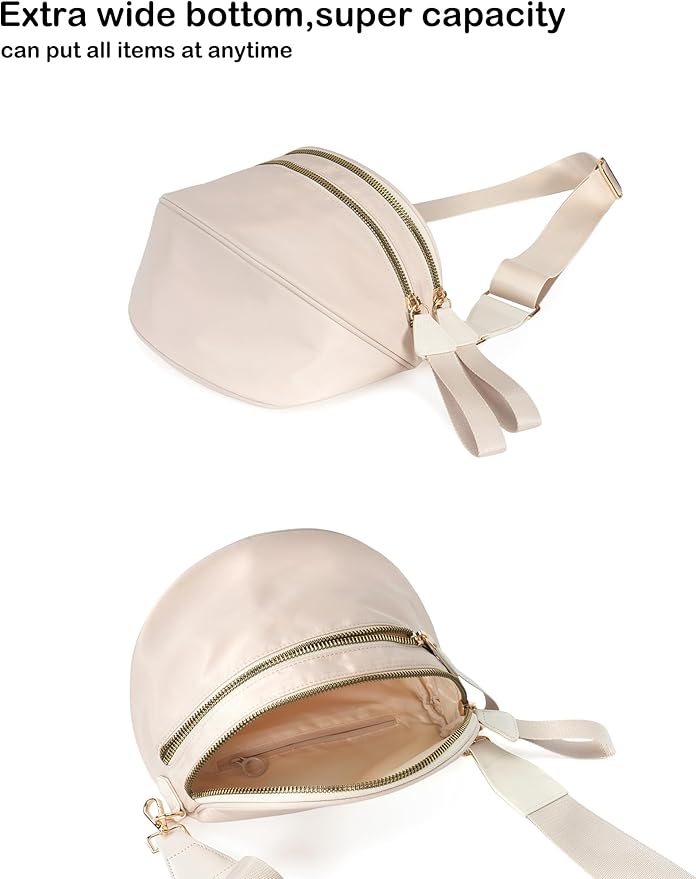 FEIBOON Spacious Nylon Crossbody Bag Bum Bag Handbags Wallets Purses Trendy Shoulder Bag for Women