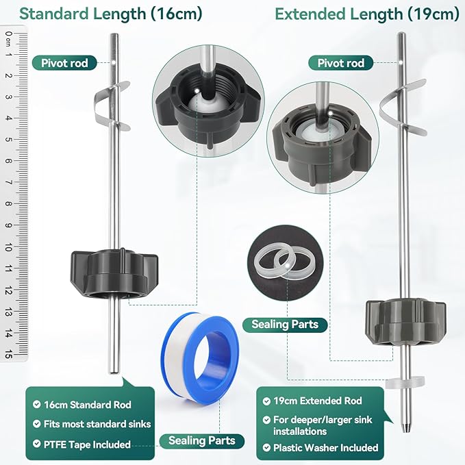 Lavatory Pop Up Center Piece Assembly, Ball Pop Up Stopper Lever Compatible with Pfister, Delta, 18MM Ball, Sink Pivot Rod Replacement Parts