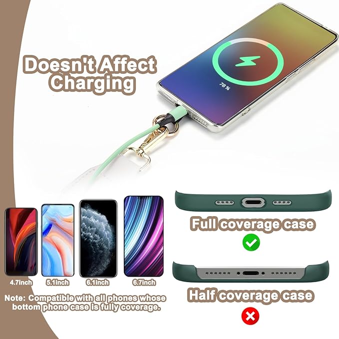 XANGNIER Clip and Go Strap for Phone with Wallet Crossbody, Phone Strap with Zippered Wallet, Adjustable Anti-Theft Cellphone Lanyard for Women, Cellphone Chain Accessories, Multicolor 12