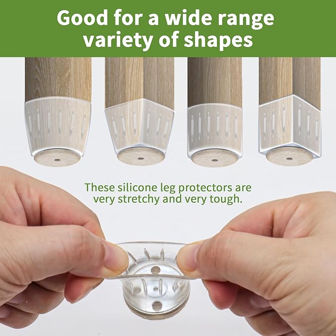 COVERCORNER 32PCS Chair Leg Floor Protectors, Chair Leg Protectors for Hardwood Floors, Furniture Pads for Hardwood Floors, Chair Socks Universal L Clear Fit 0.75"-0.94"