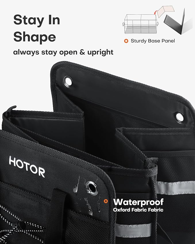HOTOR Trunk Organizer for SUV – Car Storage Box with Reflective Strips, Collapsible Car Organizer with Large Capacity, Essential Car Accessories for Truck, Van & Sedan, Black, 22.1" x 13.0" x 12.0"