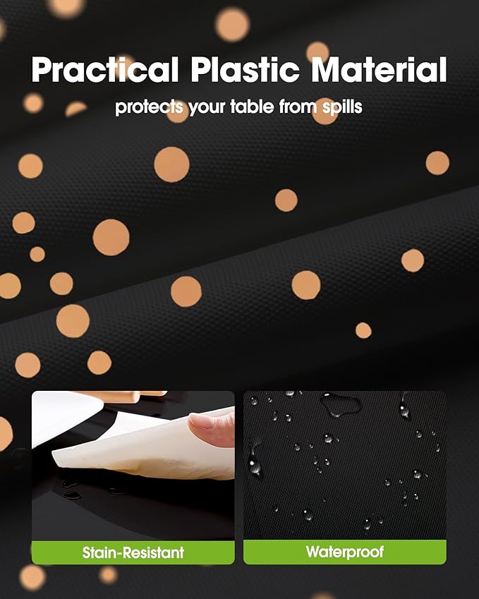 Pureegg Plastic Table Cloth Disposable 10 Pack, 54 x 108 Inch Table Cloths, Graduation Decorations of 2026, Graduation Tablecloths, Rectangle, Plastic Cover, Leakproof & Sturdy, Black and Rose Gold