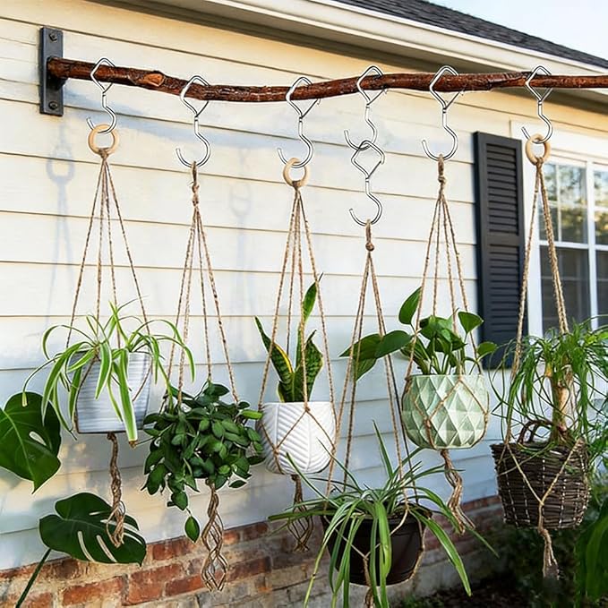 Anti Drop Hooks S Hooks 12 Pack Silver Metal Diamond S Shelf Clips for Hanging Closet Plants Pots Pans Kitchen