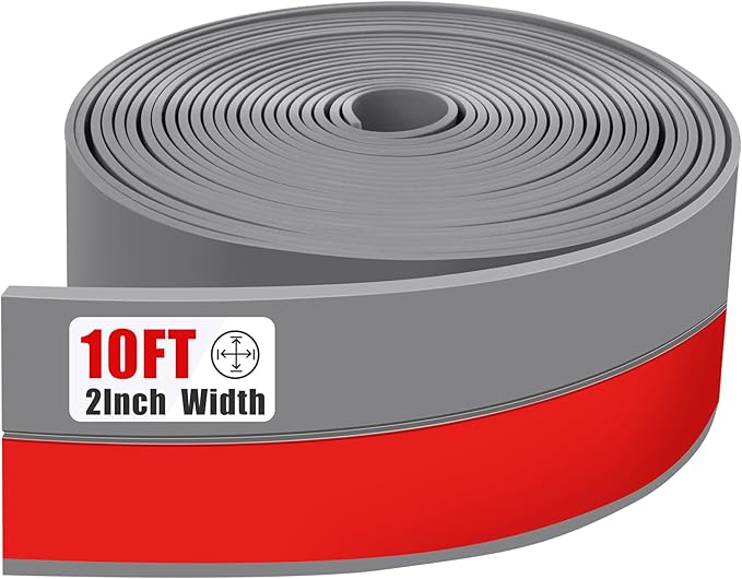Draft Seal Tape for Doors and Windows 2 in x 10 Ft Silicone Weather Stripping Extra Thick 2mm Door Seal Strip with Strong Adhesive Draft Insulation Stopper Side Seal - Gray