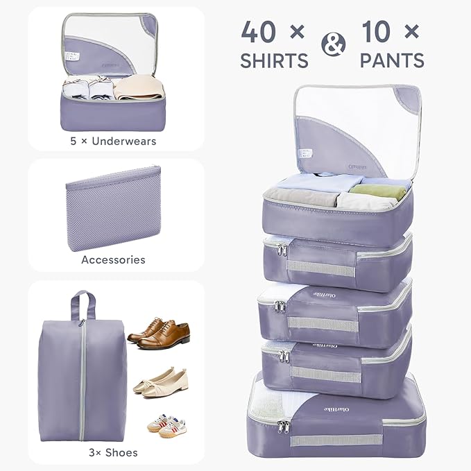 10 Set Packing Cubes for Travel, Gifts for Women Mom,Anti-Tearing Suitcase Organizer,OlarHike Vacation Essentials & Accessories for Cruise Ship
