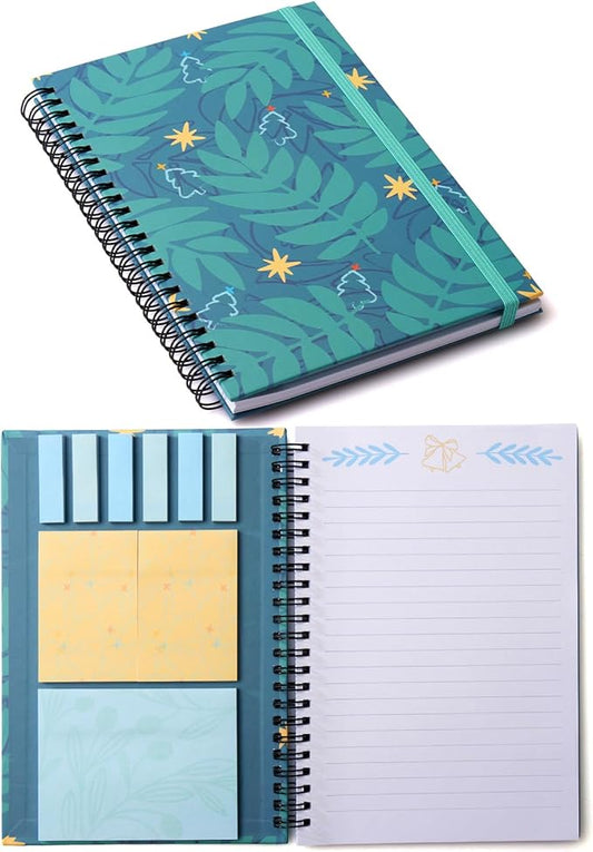 A5 Spiral Sticky Notebook,with 9 pads of decorated sticky notes and a handy notebook,Note Pads Teacher Appreciation Gift Writing Memo Pads School Office Supplies and Daily Life Organization (Blues)