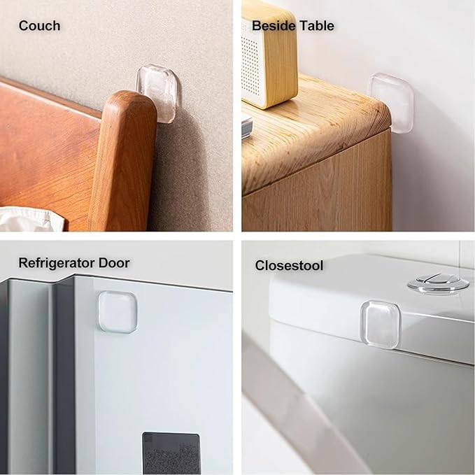 Door Stopper Clear Rubber Door Stops Wall Protector, Transparent Self Adhesive Door Handle Knob Wall Shield Bumper Guard for Bathroom,Kitchen, Tables, Wall Fridge Cabinet Headboard 12 Pack (Clear)