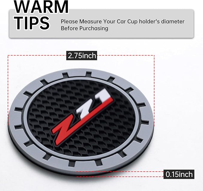Car Cup Coaster for Chevy Z71 Recessed Silicone Cup Holder Coaster Interior Accessories 2.75in 2Pieces