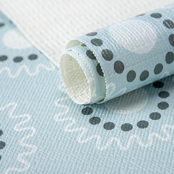 FIFTY FEET 18X96 Inch Shelf Liner for Kitchen Cabinets, PVC Drawer Liner for Dresser Non-Slip Bathroom, Non-Adhesive Cabinet Liner Washable (Blue Circle)(2 Roll)