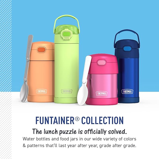THERMOS FUNTAINER Water Bottle with Straw - 12 Ounce - Kids Stainless Steel Vacuum Insulated Water Bottle with Lid, Teenage Mutant Ninja Turtles