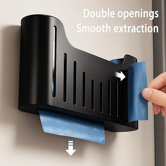 Kitchen Cabinet Door Storage Box, Self-Adhesive Wall-Mounted Storage Box, Wardrobe/Bathroom/Refrigerator Small Item Organizer (Black)