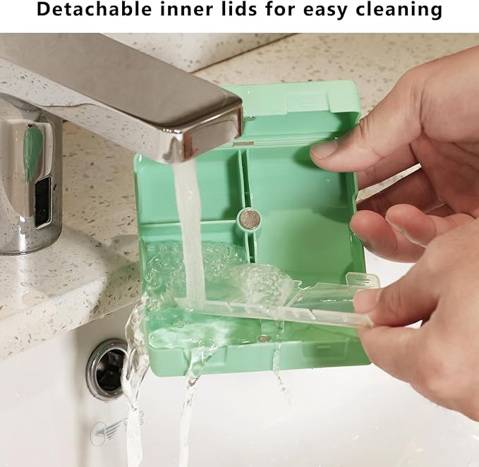 FYY Daily Pill Organizer, 7 Compartments Portable Pill Case Travel Pill Organizer,[Folding Design] Pill Box for Purse Pocket to Hold Vitamins,Cod Liver Oil,Supplements and Medication-Green