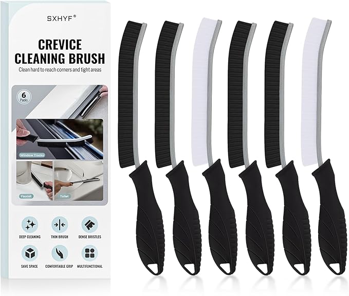 SXhyf Crevice Cleaning Brush - Grout Scrub Brush, House Cleaning Supplies, Gap Cleaning Tools, Home Essentials, Gifts for Women Men, Hard Bristle Crevice Cleaner Brush for Household Use, Bathroom