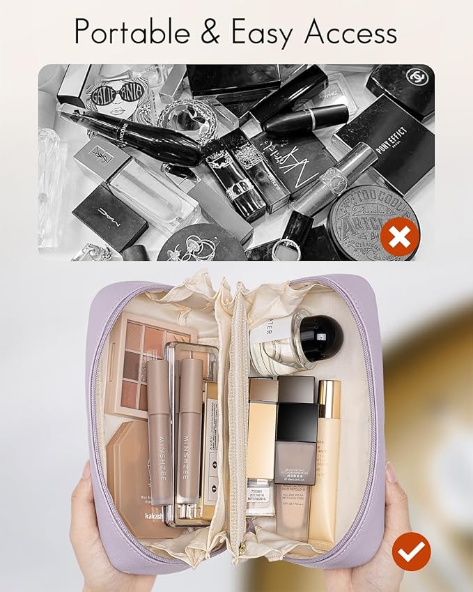 Vlando Small Makeup Bag,Makeup Pouch,Makeup Travel Bag Christmas Gifts for Women Makeup Organizer Case for Toiletries Gifts for Traveler Wife Daughter-Purple