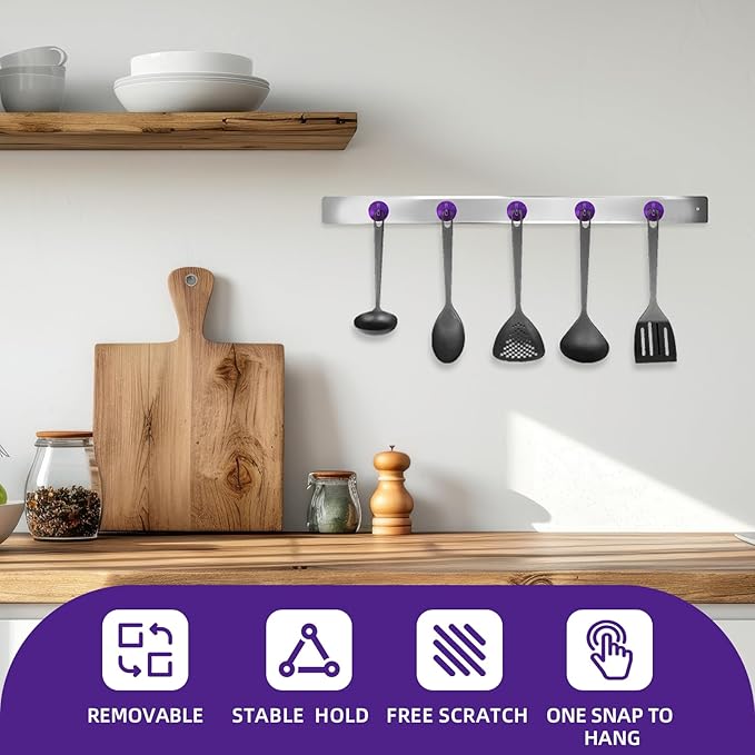 Neosmuk Magnetic Hooks, Cruise Ship Essentials, 100lb+ Heavy Duty Magnetic Hooks for Cruise Cabins, Refrigerator, Grill, Hanging, and Travel | Extra Strong Must-Have Magnet Hook, Purple, Pack of 20