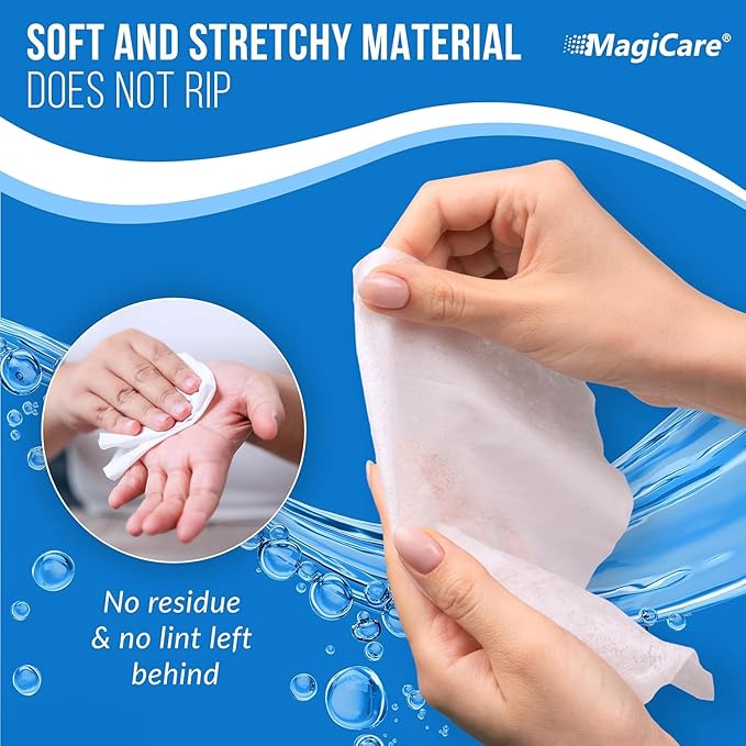 MagiCare 75% Large Alcohol Wipes (4, 80ct Packs, 320ct) - Hand Sanitizer Wipes, Unscented Hand Wipe, Cleaning, Sanitizing Wipe - Travel, Home, Office, Classroom, Car, Camping - Soft Packs