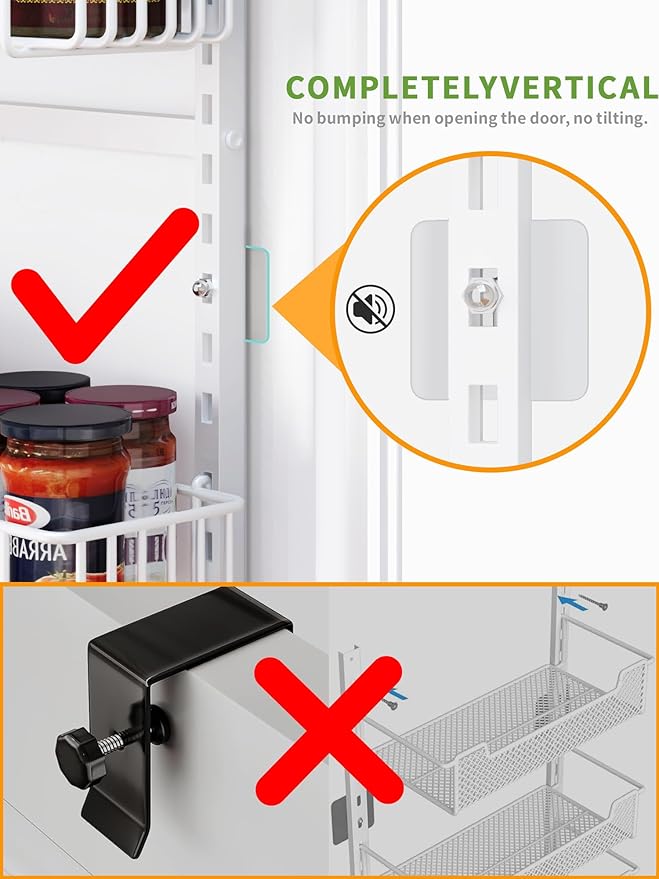 6-Tier Over the Door Pantry Organizer, Over the Pantry Organization And Storage, Pantry Door Organization, Home Laundry Room Bathroom & Kitchen Organization Essentials Metal, White