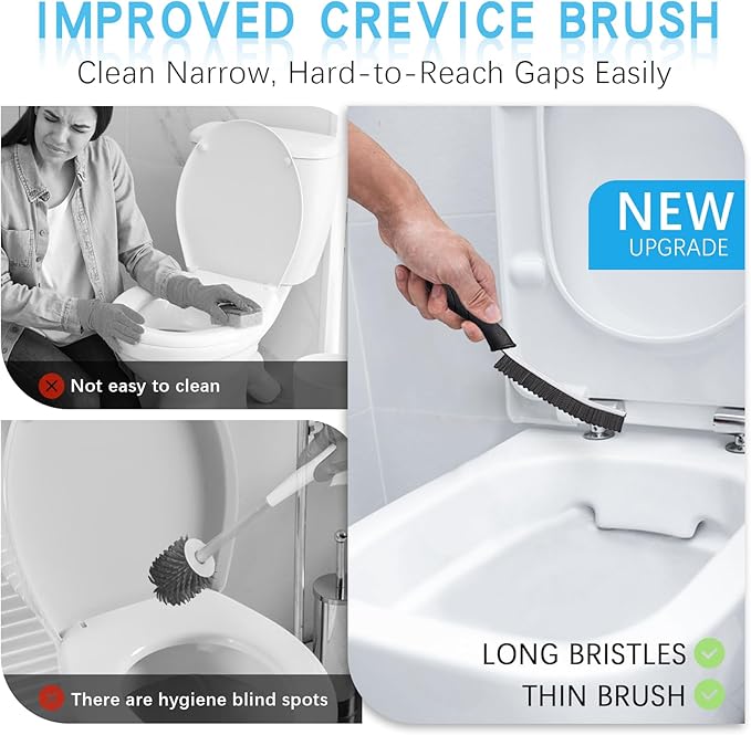 Magiware Hard Bristle Crevice Cleaning Brushes for Household Use - 2025 New Thin Scrub Brush Set, Small Cleaner Tool for Narrow Spaces, Kitchen,Toilet, Bathroom,Window, Faucets, Car Gaps (Model 2)